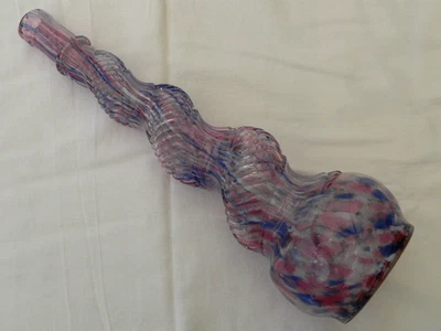 Bouteille ancienne en verre torsadé style Clichy. Hauteur : 31 cm. - Photo 1/4
