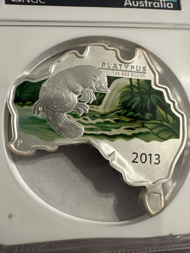 2013-P Australia Map Series 1oz Colorized Platypus NGC MS 70 - Picture 2 of 4