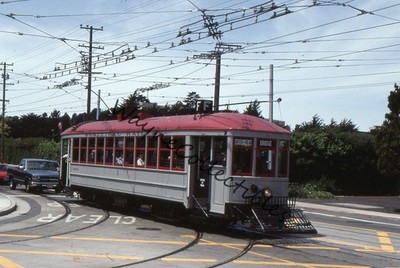 San Francisco CA Muni Streetcar 1 FF BRIDGE Curve Overhead Wire 35mm Slide [813]