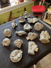 Antique Pewter Metal Ice Cream Candy Mold Lot (14) Pcs Heart Bell Fish+ **READ**