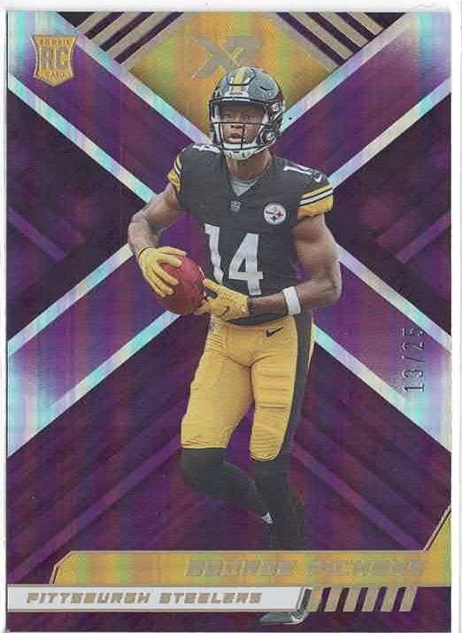 2022 Panini XR George Pickens (Steelers) Purple & Yellow /25 Rookie Card No. 123