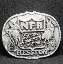 WK17119 VINTAGE 1983 HESSTON NATIONAL FINALS RODE 25TH ANNIVERSARY BELT BUCKLE