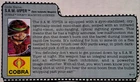 1990 Cobra S.A.W. SAW Viper GI Joe FILE CARD COBRA HEAVY MACHINE GUNNER