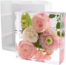 Square Silicone Molds for Resin Casting - Large, Deep Molds for Flowers & Ins...