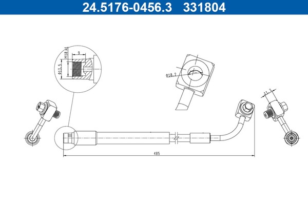 Bremsschlauch ATE 24.5176-0456.3 M10X1,5 FüR Opel Mokka J13 _76 4X4 LPG Cdti-image