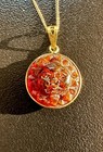 Carved Amber Sun Pendant 18K Gold Antique Celestial Necklace — photo 6