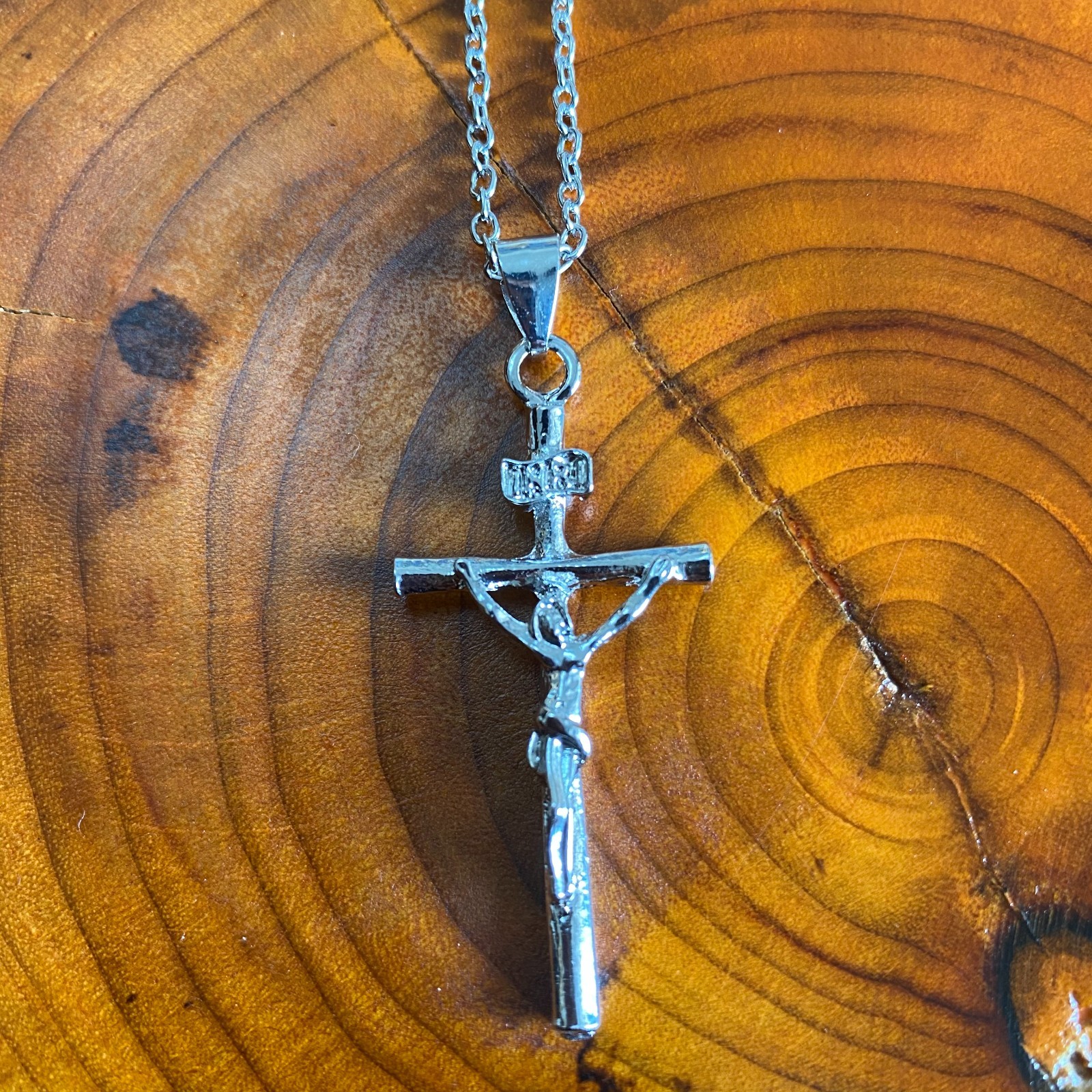 Real Solid Plated with 925 Sterling Silver Men's Jesus Cross pendant necklace