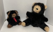 2 VINTAGE BLACK TEDDY BEARS REAL FUR MINK RARE BEAR