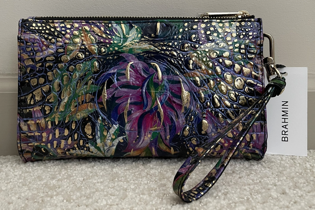 Brahmin Melbourne DAISY Large Zip Wristlet Clutch VISIONARY Floral