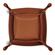 2 Pack Size:9.84" 7.87" PU Leather Jewelry Valet Tray,Portable Entryway Brown
