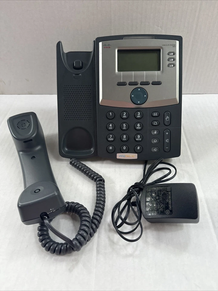 Cisco  3 Line IP Phone SPA303 with AC Adapter & Stand  Working Condition - Image 2 of 4