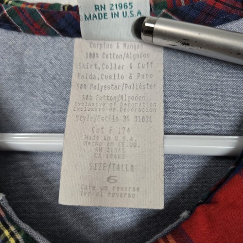 VTG Peaches & Cream Dress Girls Sz 6 Blue Red Plaid Novelty Dog Buttons School - Picture 14 of 18
