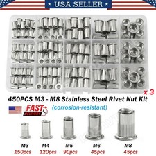 150~615X Metric Stainless Steel Rivet Nuts Threaded Insert Rivnut Assortment Kit