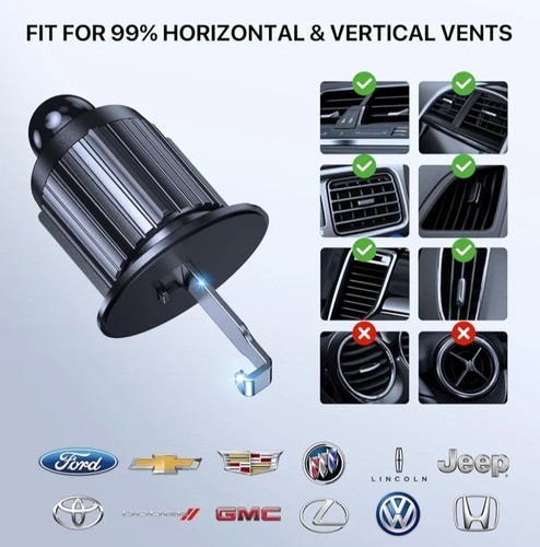 Car Phone Holder Mount, Upgraded Vent Clip Never Fall Off Universal Phone - Photo 5 sur 6