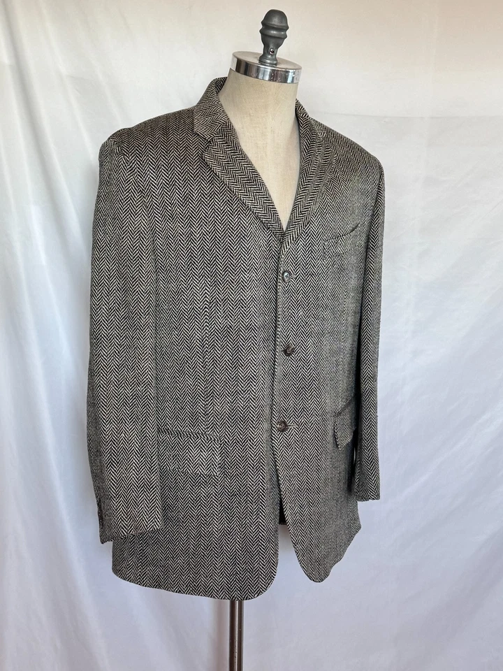 $1195 POLO Ralph Lauren Hombres Italia Lino Seda Espiga Abrigo Deportivo 44 R Foto 2 de 4