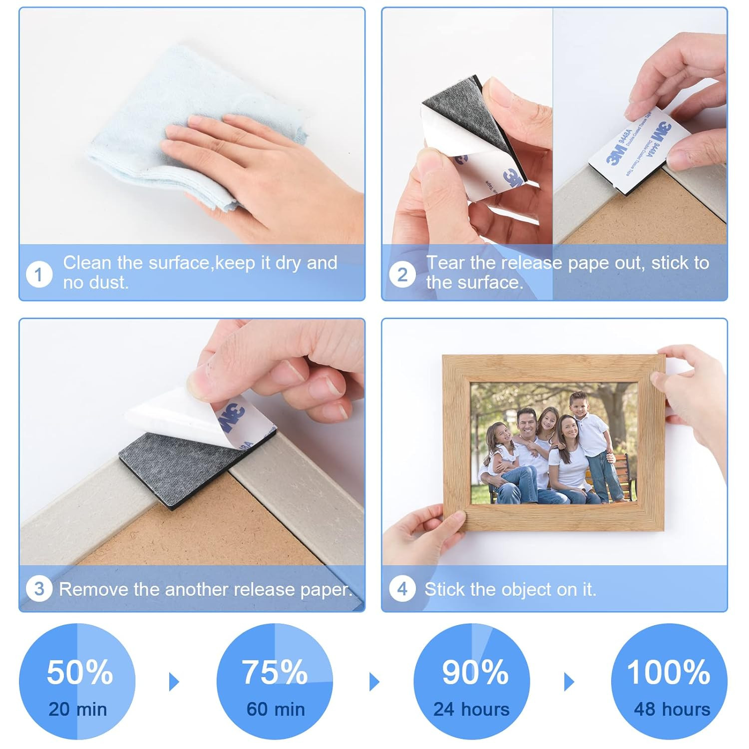 60PCS Heavy Duty Double Sided Adhesive Pads - Foam Tape for Walls, Cars & Home D