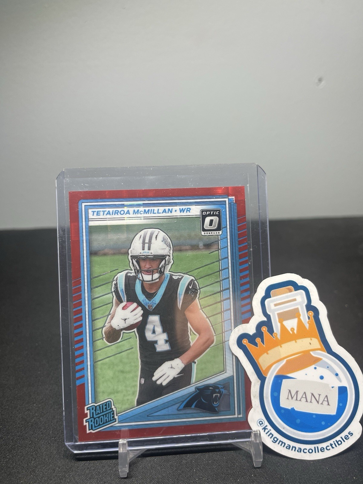 2025 Donruss #314 Tetairoa McMillan Red Pandora Optic Preview Rated Rookie RC