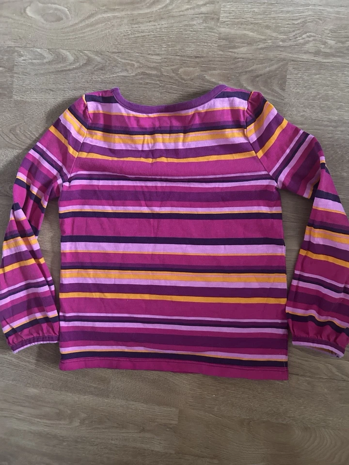 Camiseta Gymboree Para Niñas Talla 5T Púrpura Rayada Con Flor 100% Algodón Foto 3 de 4