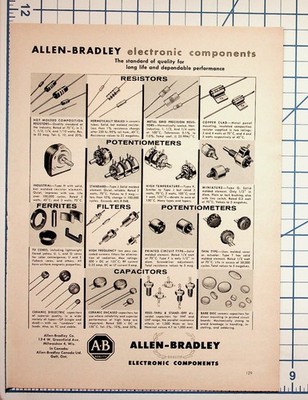 Vintage ALLEN-BRADLEY Electronic Components Ad Page Resistors Potentiometers
