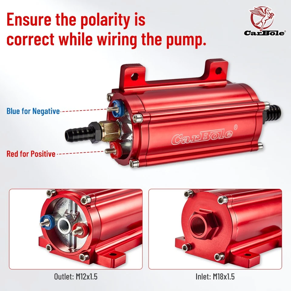 100 GPH Universal In-line Electric Fuel Pump 12V 170 PSI For Diesel Engine Red - Image 2 of 4