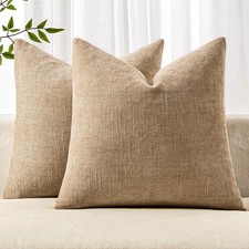MIULEE 2-Pack Chenille Throw Pillow Covers 22x22" Soft Solid Textured Cushion