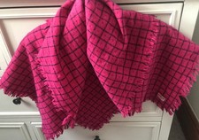 Jaegar All Wool Small Check Scarf in Black & Pink Acceptable Used Condition.