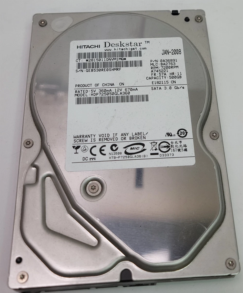 Hitachi 3.5 in Form Factor 500 GB Storage Capacity Internal Hard