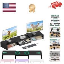 Sturdy Carbon Steel Dual Monitor Stand - Your Ultimate Desk Organizer Solution