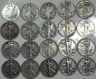 Walking Liberty Silver Half Dollars 90% Silver Full Roll 20-Coins; 1918-1945