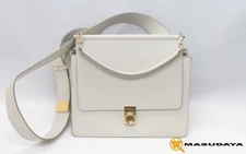 Polène Numerocept Leather Ivory Gold Shoulder Bag Authentic Used Good Condition