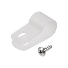 8.4mm Nylon R Type Cable Clip Wire Clamp with Screws White 100pcs