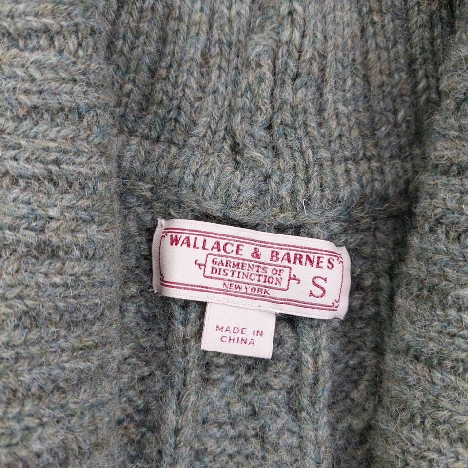 Cárdigan de lana Wallace & Barnes suéter tejido con cable para hombre talla pequeña cuello chal Foto 4 de 4