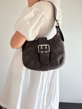 Furla dark brown leather buckle shoulder bag