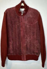 Women’s Oleg Cassini Leather Jacket Large Red Zip Up