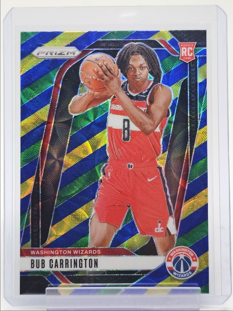 BUB CARRINGTON 2024-25 PRIZM ROOKIE BLUE YELLOW GREEN CHOICE #244 RC Q4935