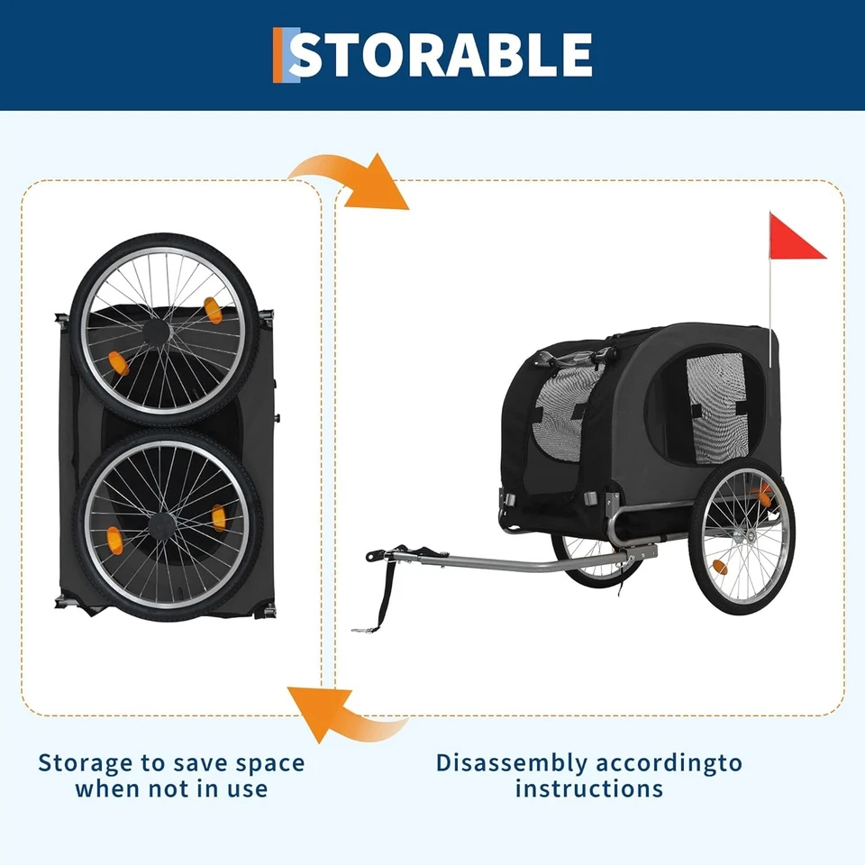宠物自行车拖车及婴儿推车可折叠狗猫自行车架 88 磅防水 — 第 4/4 张图片