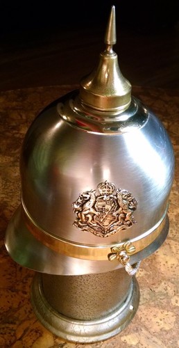 German Pickelhaube Spiked Helmet Decanter MUSIC BOX Royal Crest Made in Japan