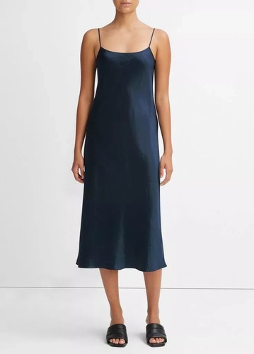 NEW, VINCE Satin Slip Dress in coastal blue SZ L #EP125 - Picture 3 of 9