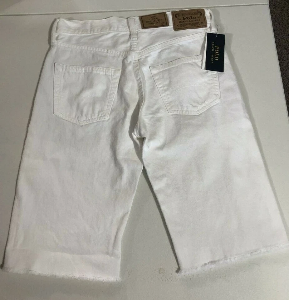 Pantalones Cortos Ralph Lauren Para Mujer Talla 29 Blanco The Cate Bermuda Denim Envejecido $89+
