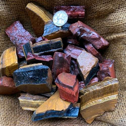 MIXED Tiger Eye Rough (RED, BLUE, GOLD) - 500 Carat Lots+a FREE Faceted Gemstone - Picture 11 of 11