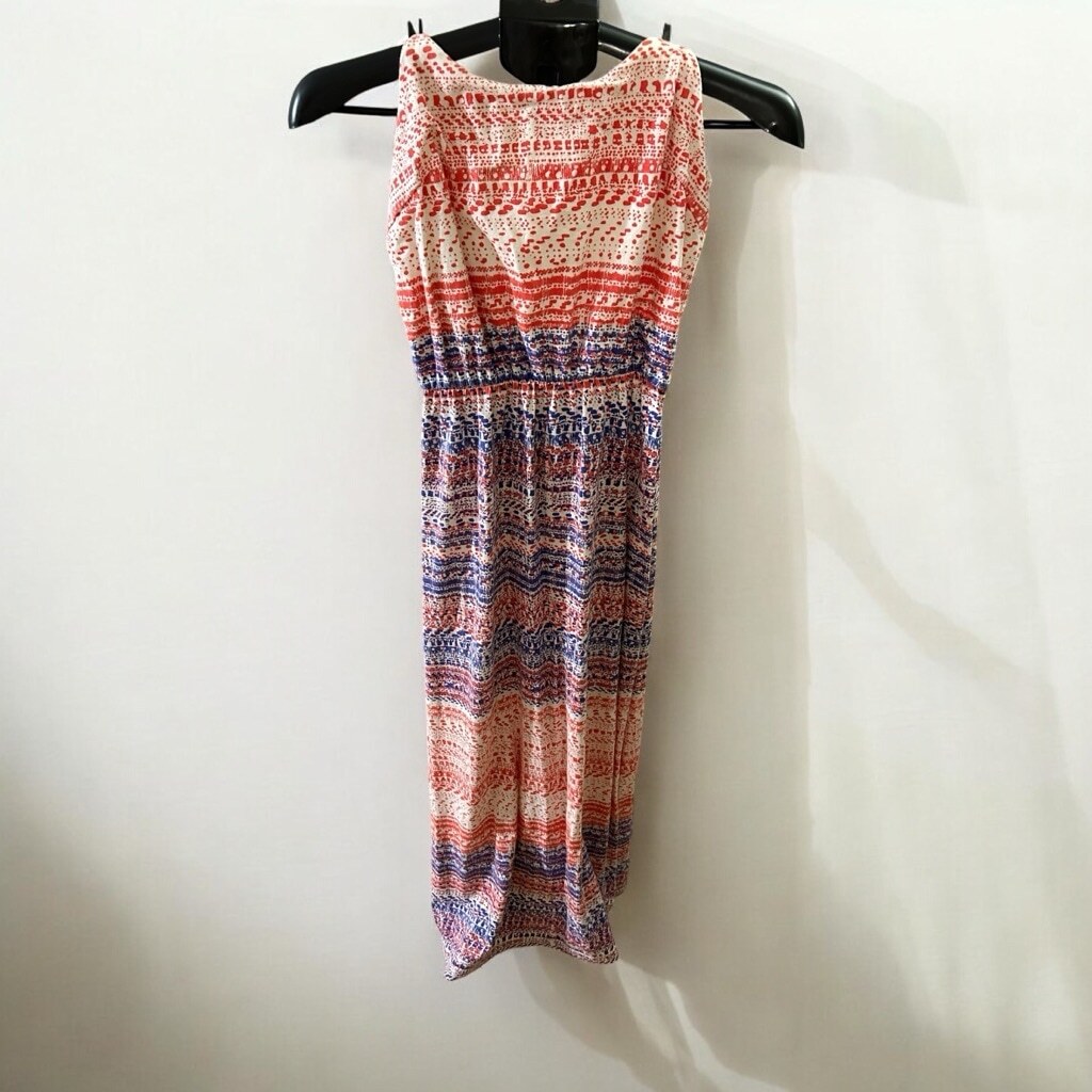 Gap Sleeveless Maxi Dress in White Red Blue Size S C23-image