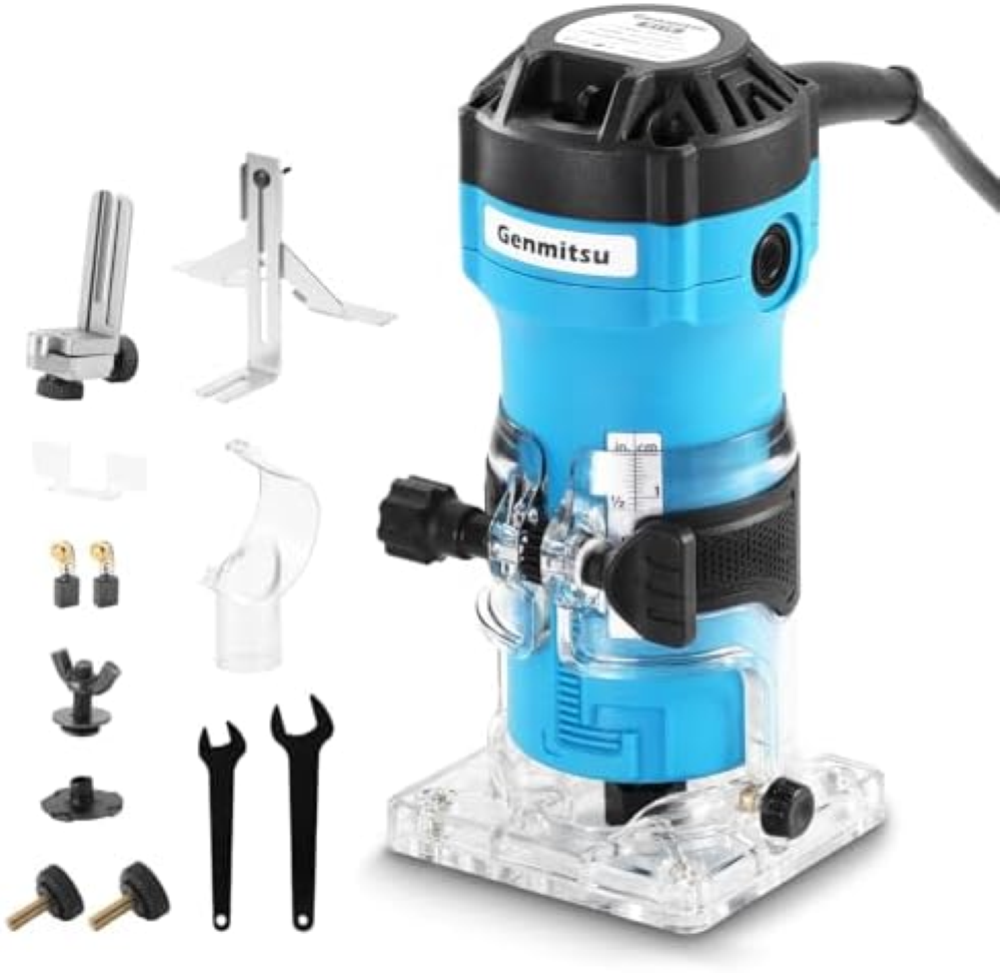 Genmitsu 1HP Palm Trimmer Router, 30000 RPMCompact Router Wood Tool con base fis