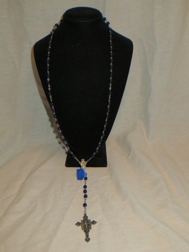 New Roman Catholic Lady of Fatima Rosary Made in Italy Blue Beads Silver Metal - Bild 8 von 13
