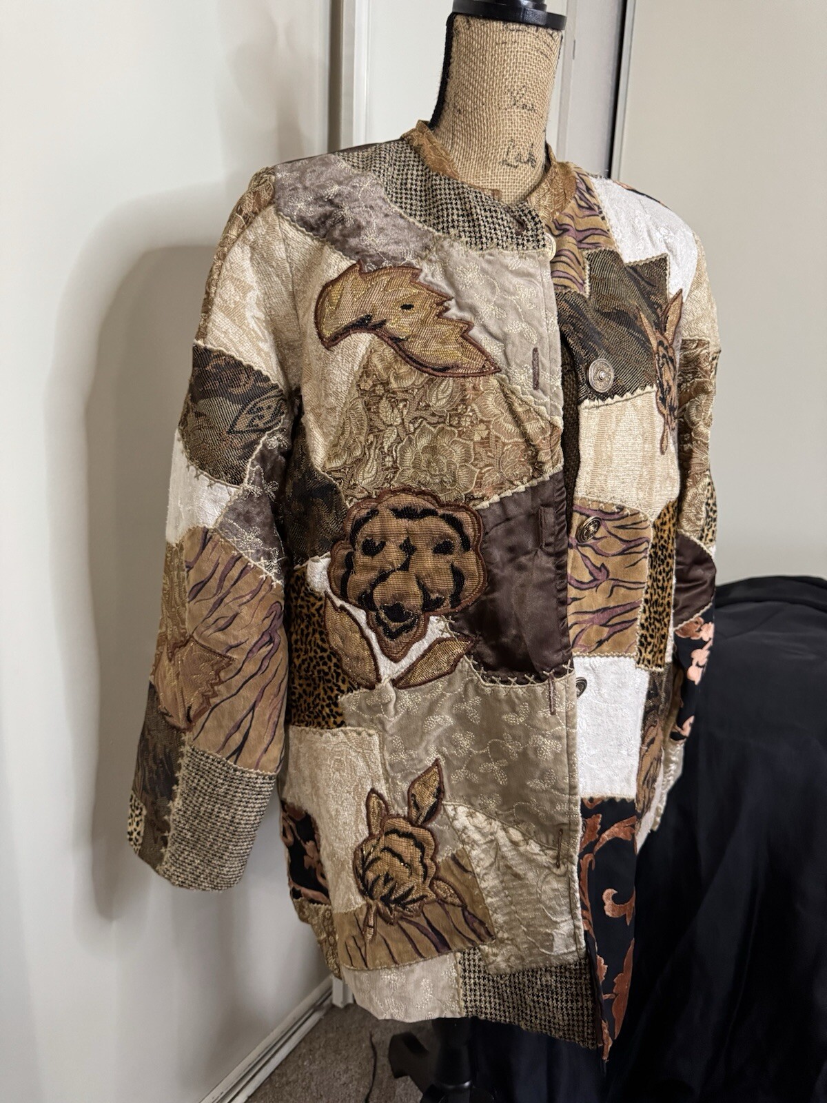 Vintage Indigo Moon Patchwork Jacket L - image 2