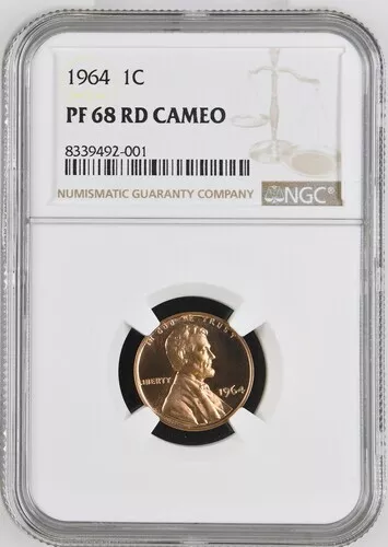 1964 1C Proof Lincoln Cent, NGC PF68RD Cameo