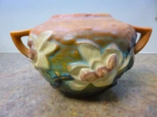 Antique Roseville Magnolia double handled bowl, brown 