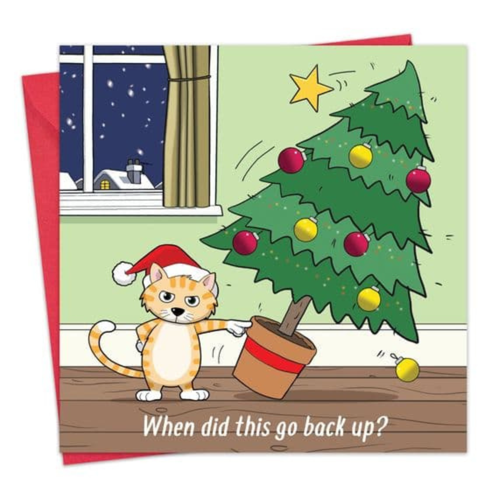 Funny Ginger Cat Christmas Card Greetings Cards for Cats Lovers Xmas Gift
