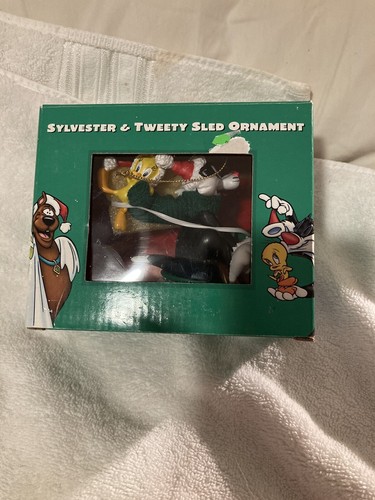 Looney Tunes Sylvester & Tweety Sled 1998 WB Warner Bros. Ornament NOS BRAND NEW