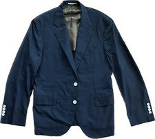 Brunello Cucinelli Summer 2- Piece Suit SIlk  Wool Navy Blue Sz 54 Italy