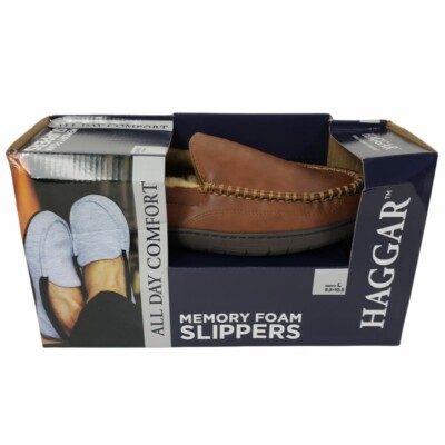 Haggar Men\'s Tan Suede Memory Foam Slip-On Slippers Haggar Mens Clog Slipper House Shoe Indoor/Outdoor with  main image 2